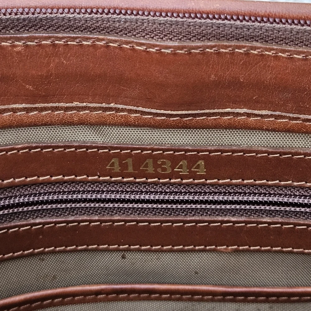 Vintage Hartmann by Lombardo Cognac Brown Leather Briefcase Lawyer Bag Crossbody
